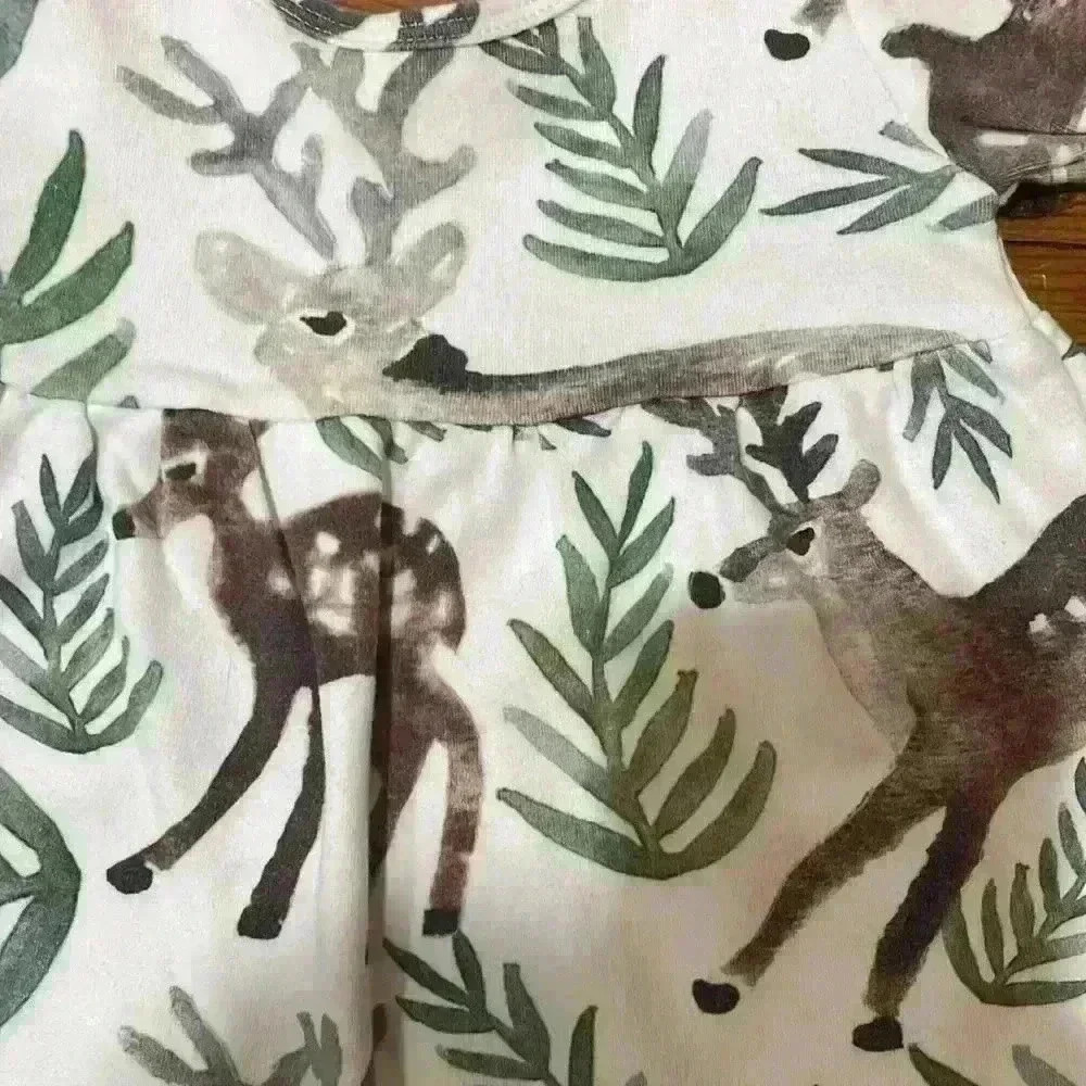 Vivie & Ash handmade in the USA deer in nature babydoll top size 6 to 12 months - Picture 2 of 6